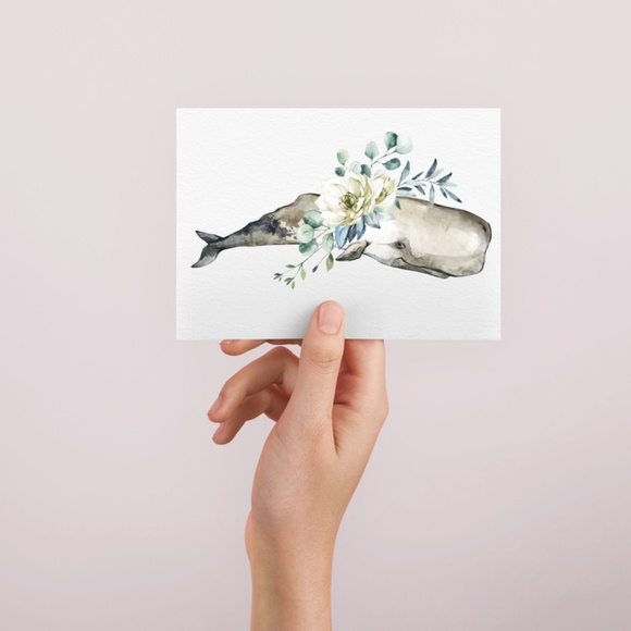 Sperm Whale Watercolor Illustration Wall Art Print Unframed - Picture 4 of 9